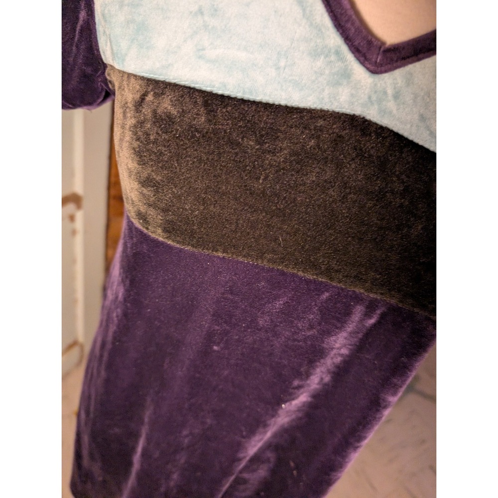 Express Tricot Dress Women's XL Velvet Colorblock VTG Y2K Goth Grunge V Neck - Picture 2 of 7